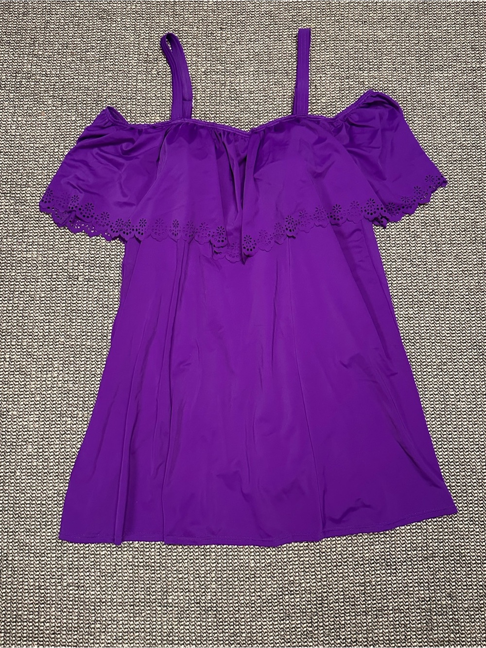 🆕 Swimsuits For All Purple Off-Shoulder Ruffle Swimsuit w/Coverup